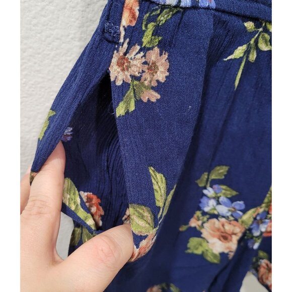 Women's Becool Strapless Blue Floral Romper with Pockets Size S - Picture 3 of 10